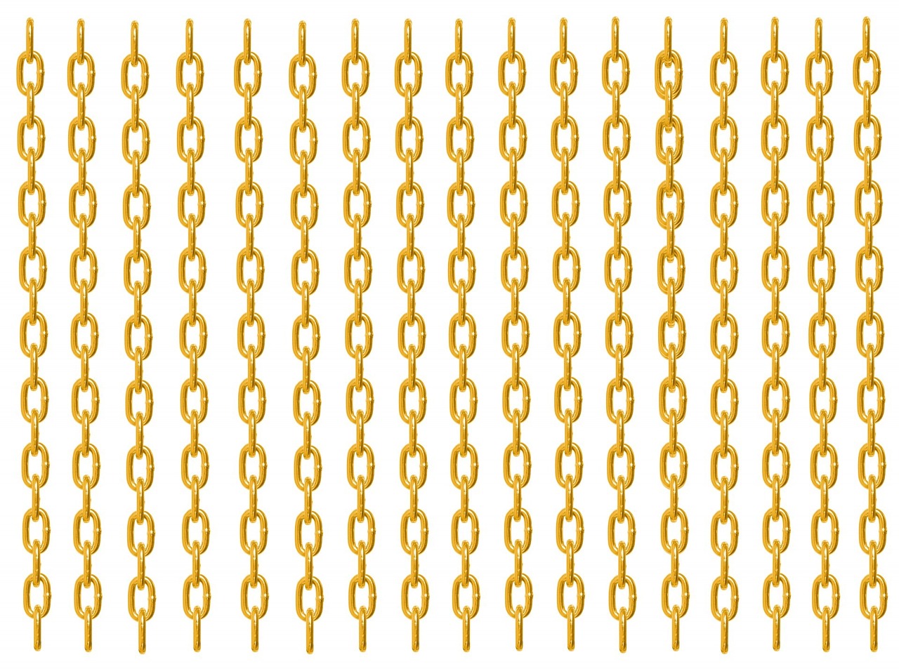 Catenine d'oro usate disposte su un tavolo per valutazione prima della vendita.